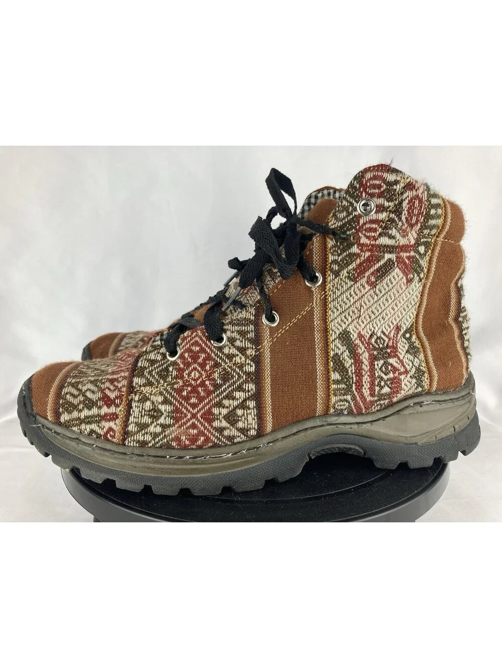 Men's Size 10 Hand Woven Southwestern Aztec Ankle Boots Tribal Rugged Shoes